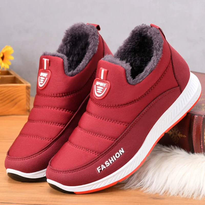 2022 Winter Fashion Snow Boots Platform Waterproof Plush Fur Women Sports Cotton Thermal Ankle Boots Couple Warm Shoes