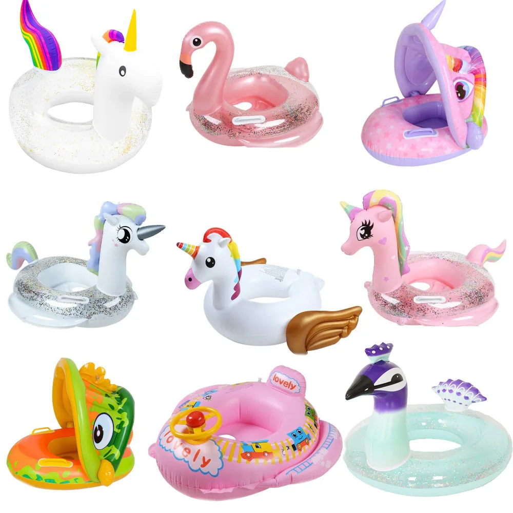 Inflatable Flamingo Kids Baby Swimming Ring Summer Beach Party Pool Toys Swimming Circle Pool Float Seat Accessories