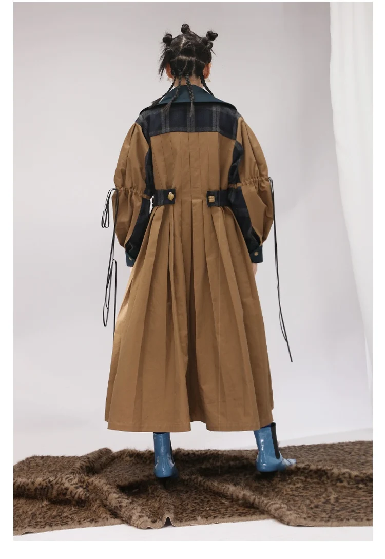FW Collection pleated large bottom long thick coat women