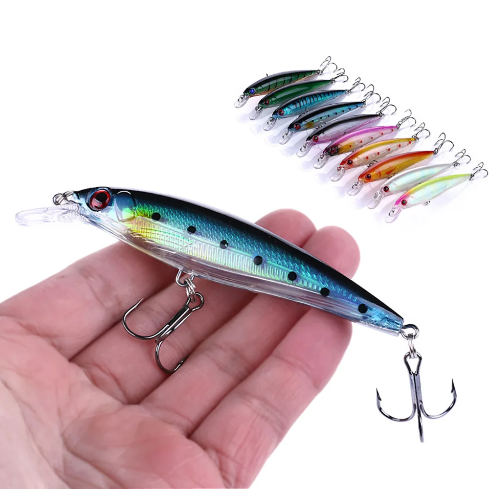 10PCS/Lot Minnow Fishing Lure Hook VIB 11cm 13.6g Hard Bait Floating Tackle Artificial Wobblers 3D Eyes Crankbait Swimbait Set