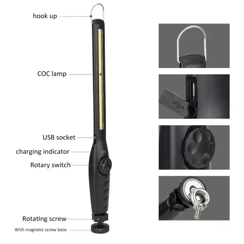 Multifunction 80000 Lumen Rechargeable COB LED Slim Flashlight Worklight Lamp US