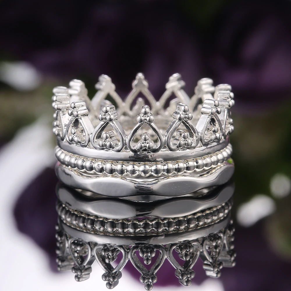 Crown Ring Silver Color Simple Small Unique Vintage
