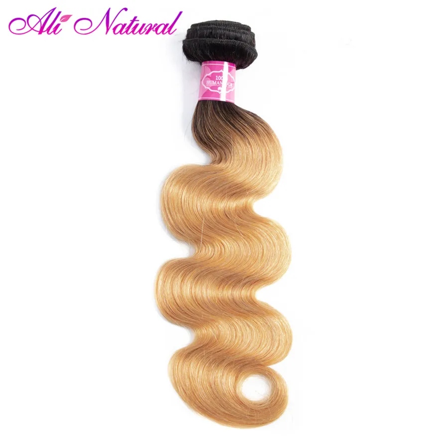 

Ali Natural Brazilian Body Wave Ombre 1B/27 Color 100% Human Hair Extension 1Piece Only Double Weft Free Shipping