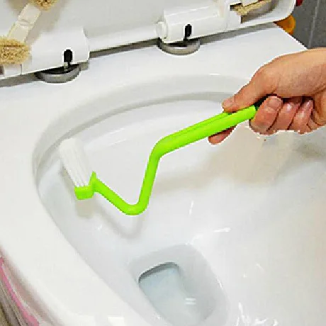 cheap S Shaped Toilet Brush Multi functional Curved Handle Toilet Brush Blind Angle Cleaning Brush Long Handle Plastic Toilet Cleaning