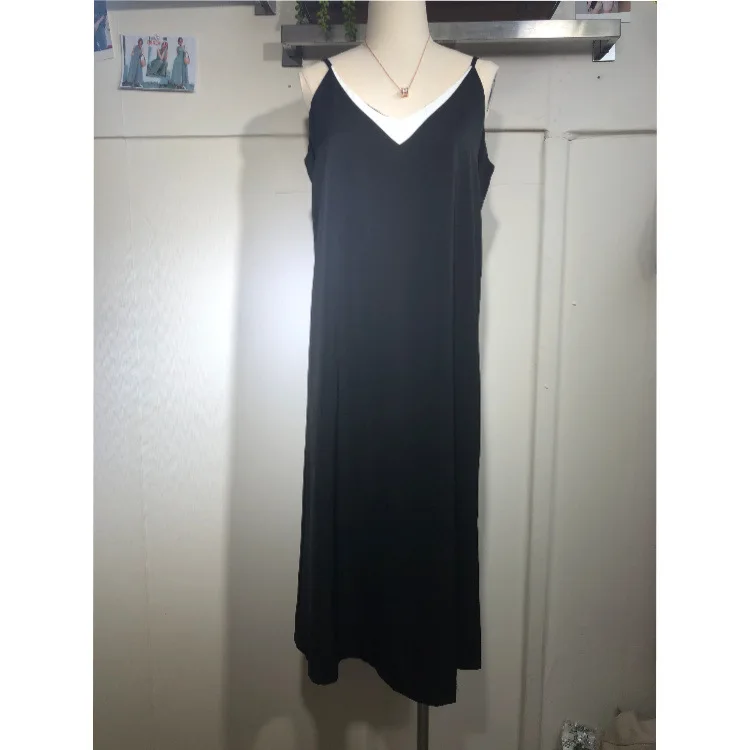 

2019 South Korea Tencel Material Ultra-Textured Mixed Colors Joint Strapped Dress Women's