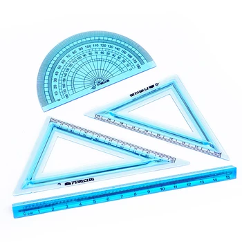 

4 Pcs Crystal Transparent Ruler Drawing Measurement Geometry Triangle Ruler Straightedge Protractor Stationery School Supplies