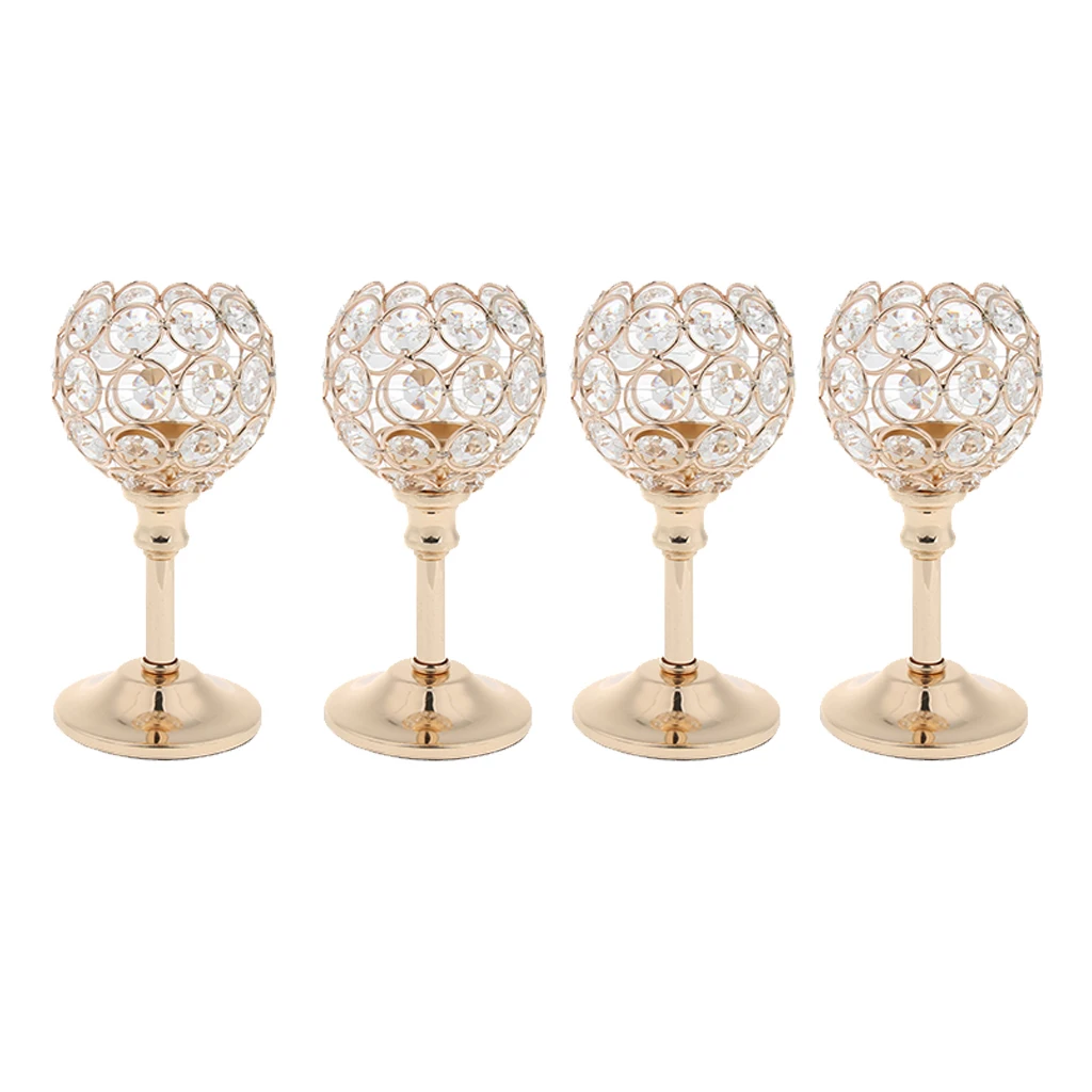 4pcs Wedding Mosaic Candelabra Countertop Tabletop Candlestick Bowl Golden for Home Wedding Party Ornament