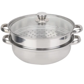 

27cm/11in 2-Layer Stainless Steel Steamer Pot Cooker Thicken Double Boiler Soup Pot Induction Cooker Steaming Pot Cookware