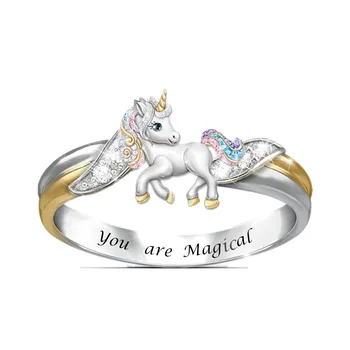 PRECIO BAJO ❤️Anillo de unicornio colorido para mujer, joyería para fiesta, regalo de San Valentín - discount item 50% OFF Joyas y complementos