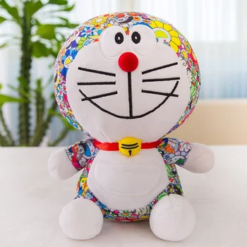 

Cartoon Cute Doraemon Colorful Sun Flower Jingle Cat Plush Toy Children Gift Super Soft Blue Fat Doll Gift Hot Sale