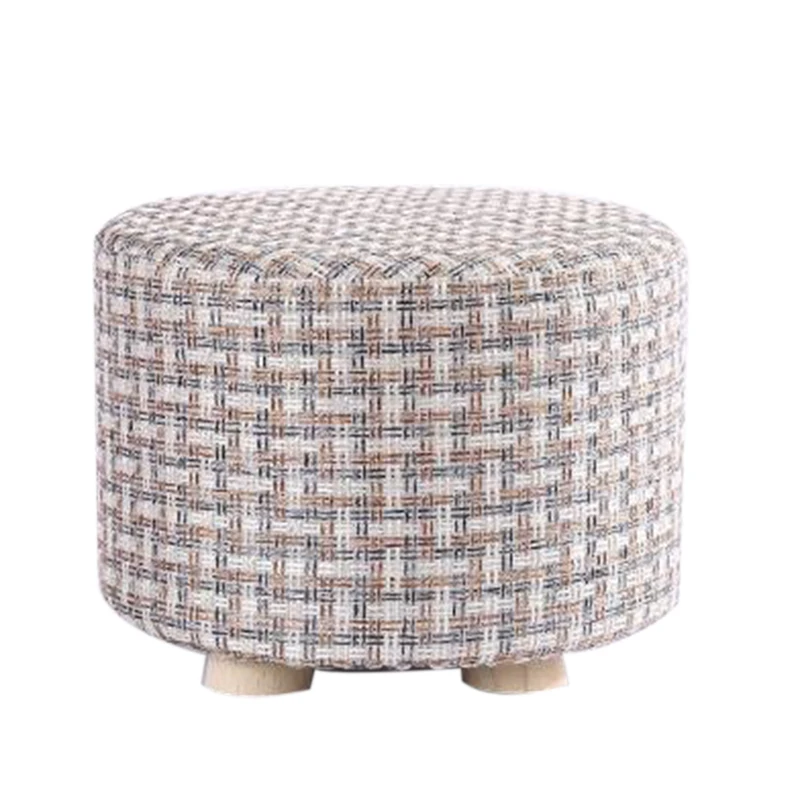 

Small Stool Wooden Ottomans with Linen Cotton Cover Dining Benches Home Work Furniture Sofa Animal Round Armchair