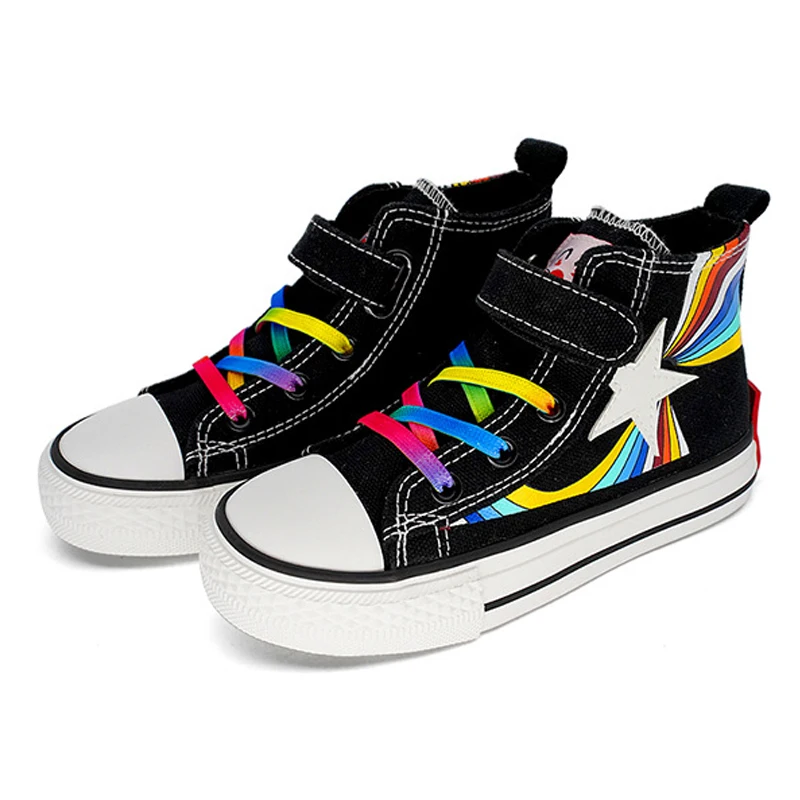 

Kids Casual Shoes 2020 New Autumn Fashion Canvas Children Sneakers High Top Rainbow Boys Girls Sport Shoes Tenis Infantil