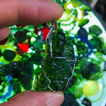 

Green GEM MOLDAVITE Meteorite Impact Glass Czech+ Quality inspection certificate 15g