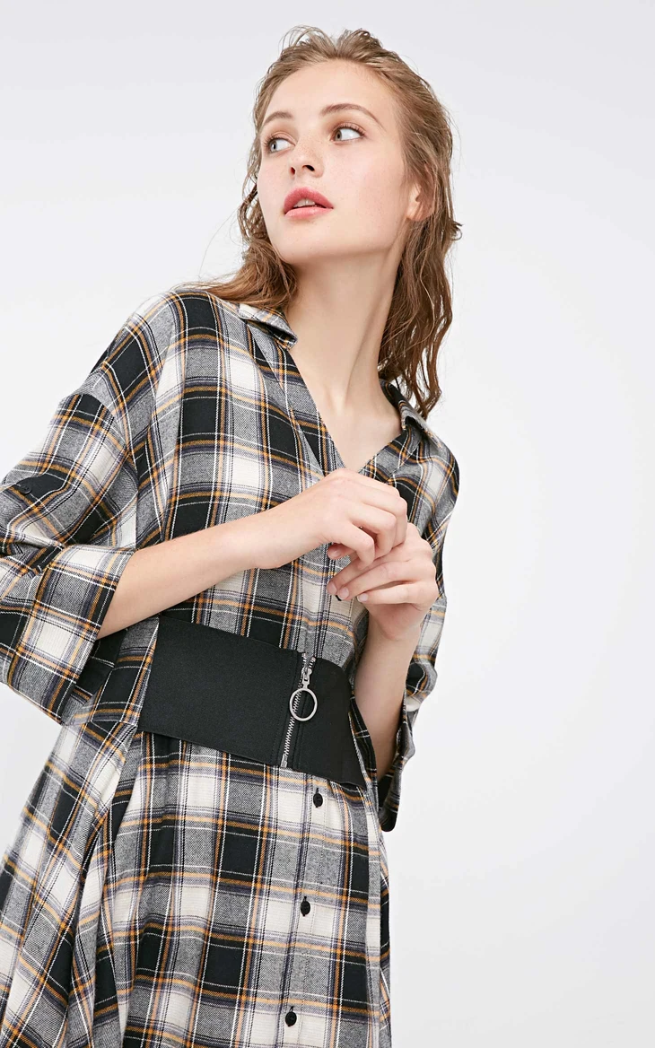 Vero Moda женское клетчатое платье-рубашка с поясом и 3/4 рукавами | 3191SZ501