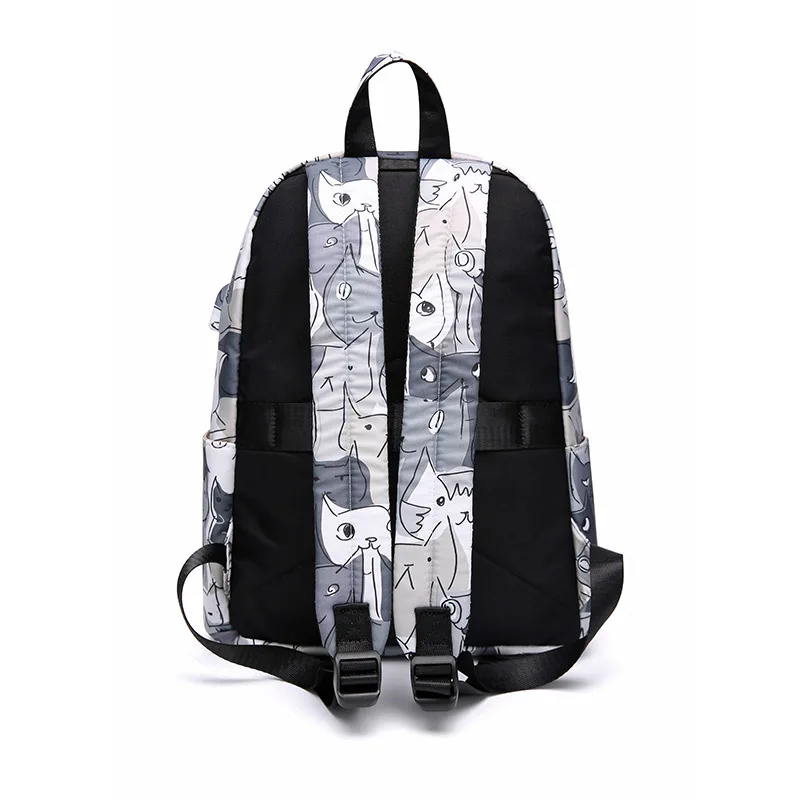 

2019 new JIULIN printed cat dog Korean fashion Leisure sport large capacity nylon student bags school bags