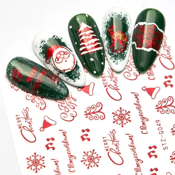 

1 Sheet 3D Nail Art Christmas Slider Wraps Snowflake Elk Santa Adhesive Flame Sticker Red Gold Manicure Nails Designs