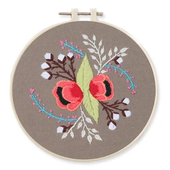 

Europe DIY Flower Embroidery Set with Hoop for Beginner Pattern Printed Needlework Cross Stitch Series Arts Crafts Sewing Decor