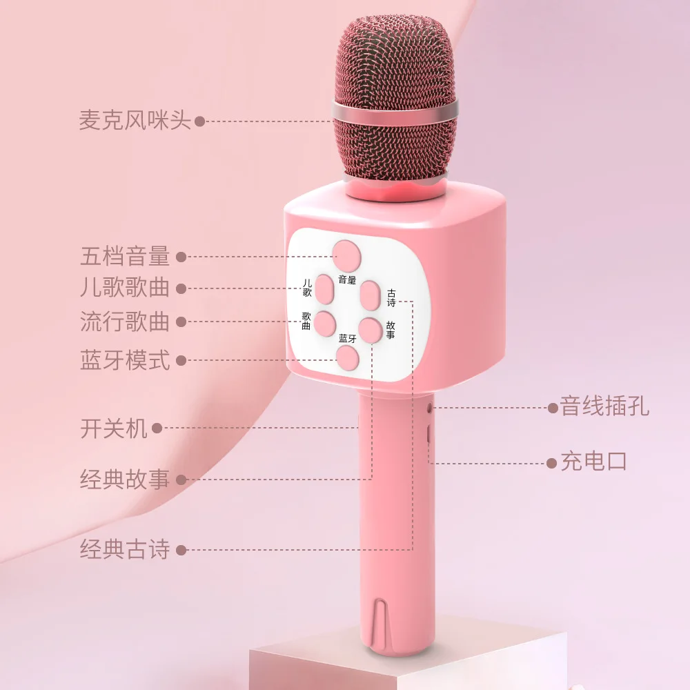 Drahtloses Bluetooth Mikrofon für Kinder Karaoke Mikrofon Geschenke lila rosa 2 