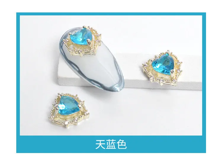 10 teile/los 3D Luxus Herz Liebe Zirkon Kristalle Strass Perle Nail art Schmuck Dekorationen Nägel Zubehör Charms Liefert – Detail 10