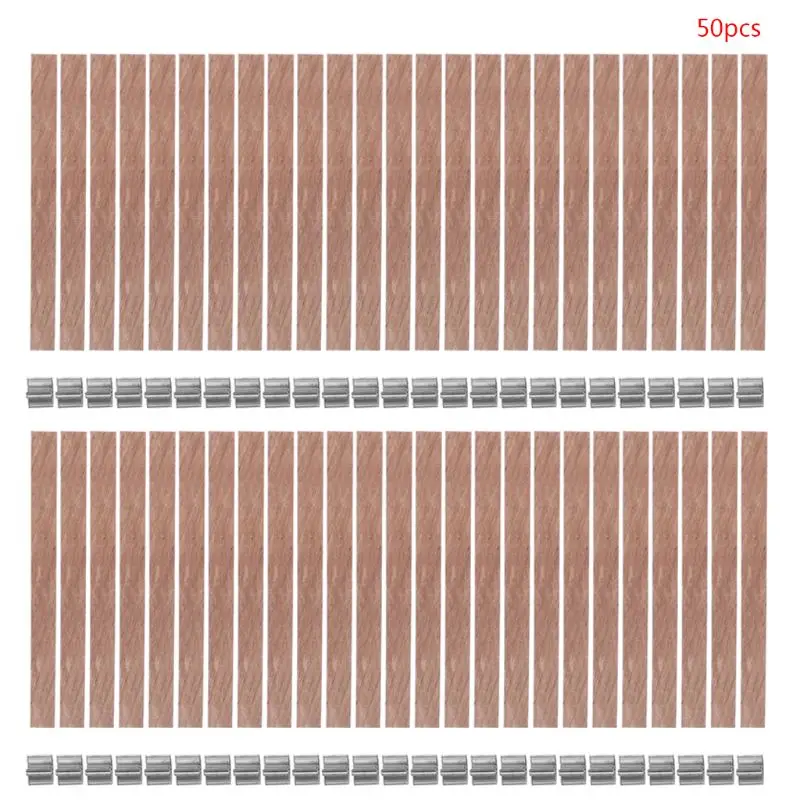 Wick Candle-Core Wooden Making Sustainer DIY Tab for Soy-Wax Parffi 50pcs