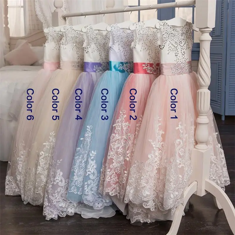 COLOR2 Новое весеннее роскошное Пышное длинное свадебное платье большого размера для фотосессии vestido De noiva Vestido de накидка для девочки с цветами - Цвет: COLOR2