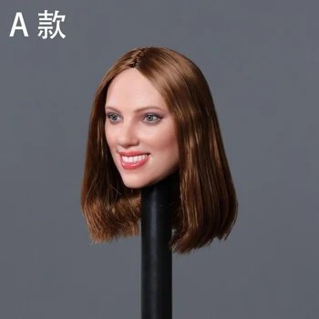 

1/6 Scale Female Figure Accessory GC033 Black Widow Scarlett Johansson Smile Girl Head Model Carved for 12" Female Figure Body