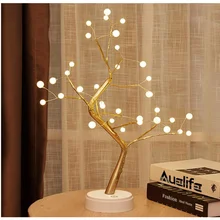 Lampe d'arbre de table avec 36 perles LED, lampe d'arbre artificielle à monter soi même, décoration pour les vacances de Festival (alimenté par batterie/USB)