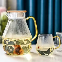 Glass Coffee-Pot Water-Jug Teapot-Set Handle Transparent-Glass Home-Water-Carafe
