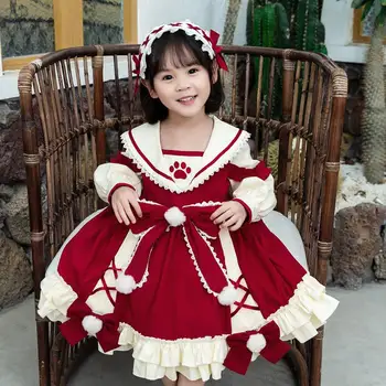 

Baby Girls Lolita Vintage Dress Autumn Kids Princess Dresses Infant Birthday Baptism Ball Gowns Children New Year Clothes