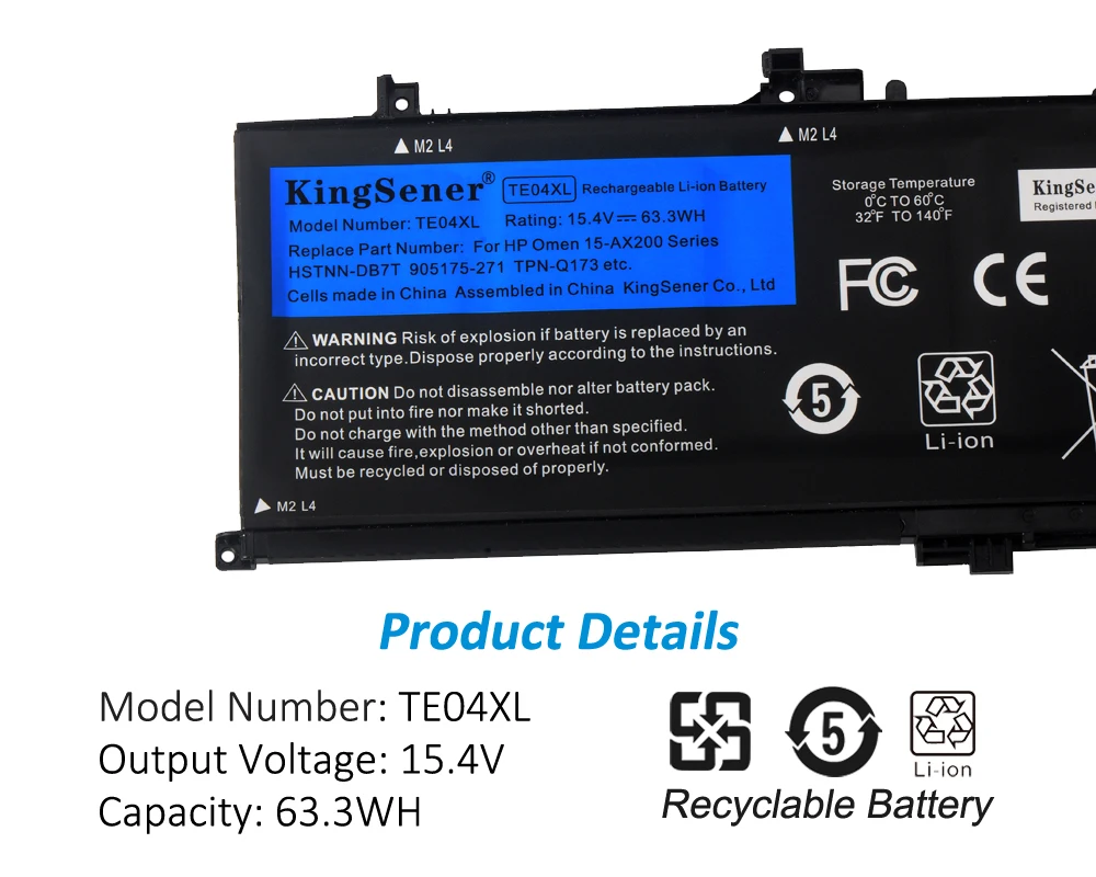 Kingsener-bateria para Computador Portátil Te04xl hp Omen 15-ax200 15-axembaltx 15-ax210tx 15-ax235nf Ax202n Bc15200 segundo 905277855 Baterias p/ laptop - Imagem 6