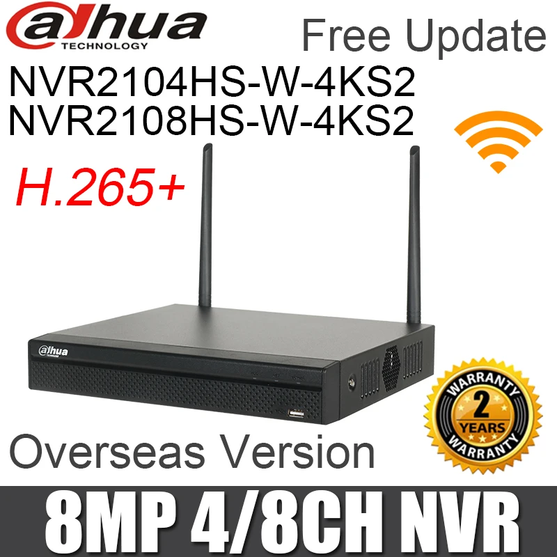 

Dahua 4ch 8ch wifi nvr NVR2104HS-W-4KS2 NVR2108HS-W-4KS2 support H.265+ 8MP replace NVR2104HS-W-S2 wireless network recorder