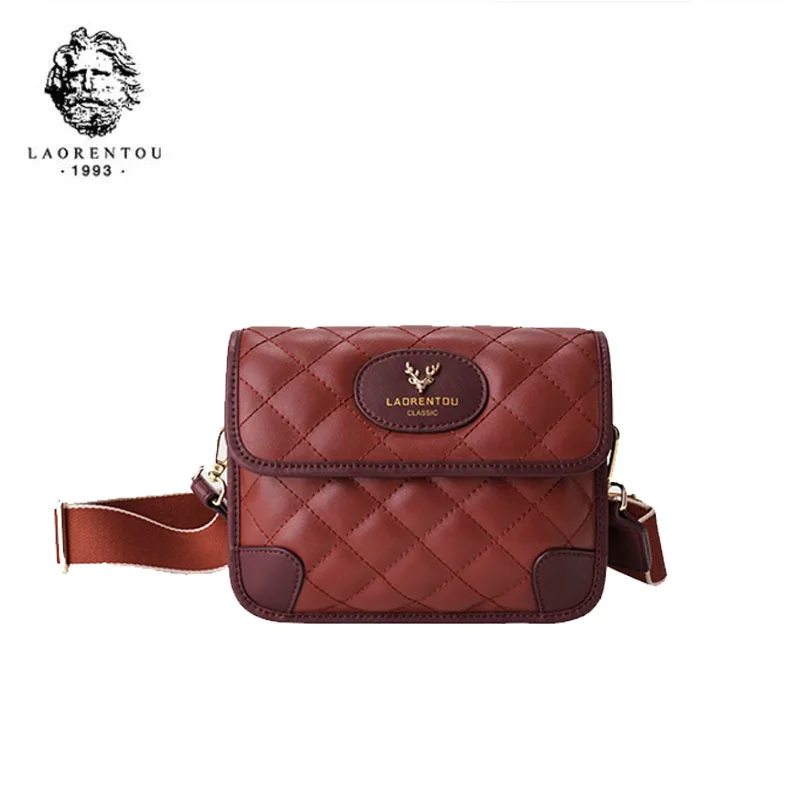 

LAORENTOU women leather bag 2019 new fashion rhombic crossbody bag Simple shoulder bag Small square package