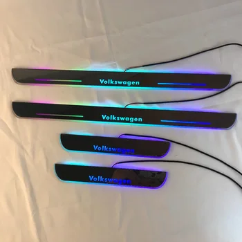 

Acrylic door sill plate strip with led decorative welcome light moving door scuff for Volkswagen Passat b5 b6 b7 b8 cc golf 4 5