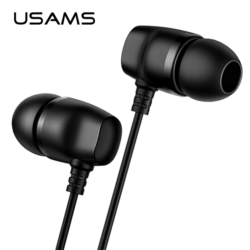 

USAMS In-ear 3.5mm Earphone Metal Hifi Wired headset Microphone Stereo wired earphones for Huawei Samsung Xiaomi