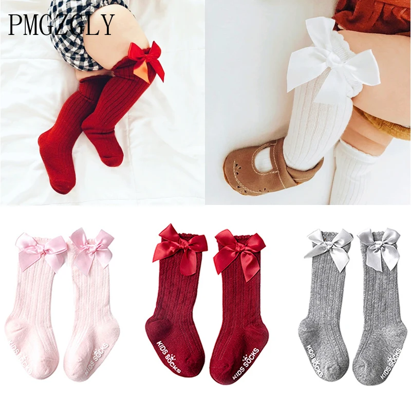 Mesh Newborn Baby Girls Kids for Christmas Winter Non-slip Socks Bow Summer Spring Terry Cotton Sokken Princess Knee High Long 1