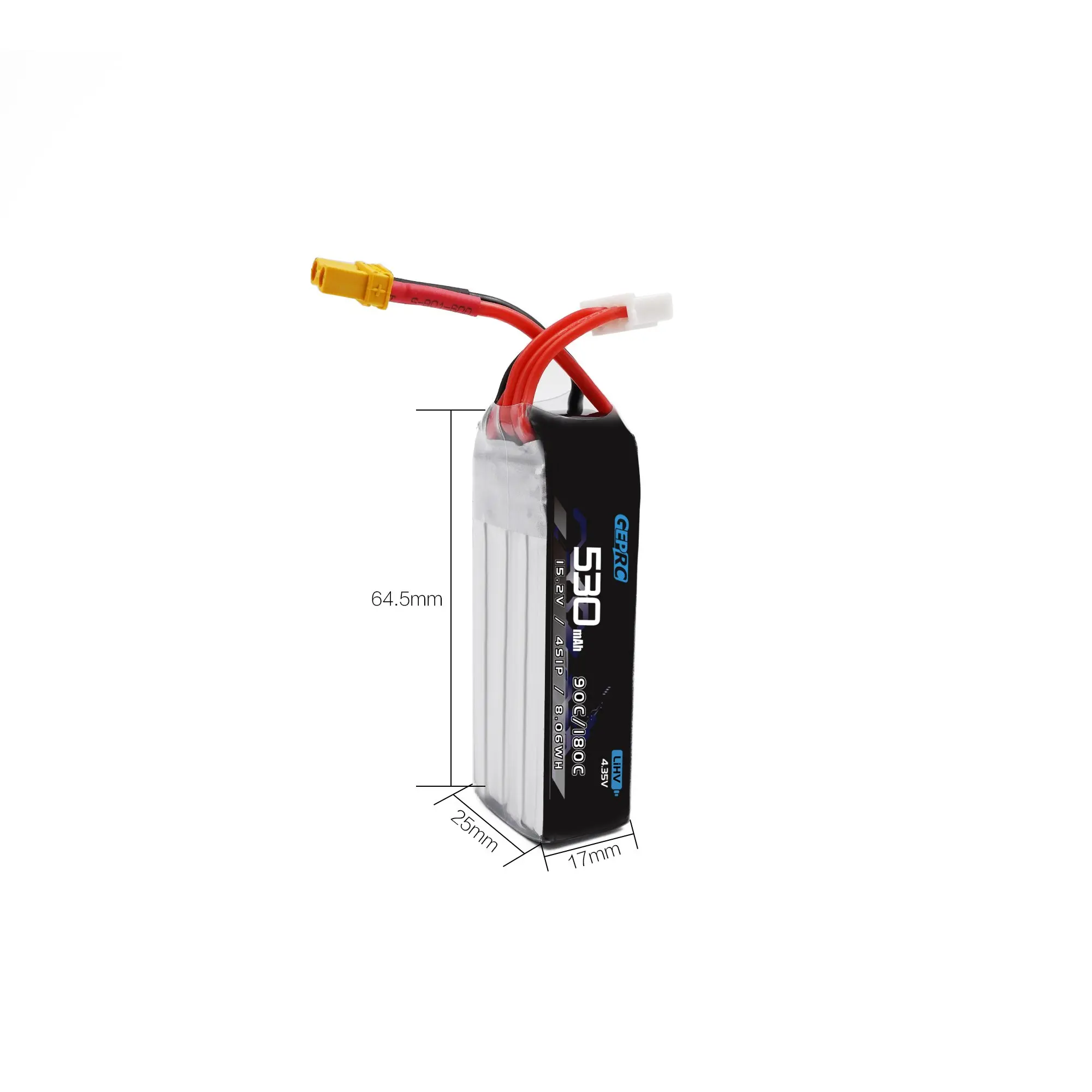 GEPRC 4S 530mAh LiPo Battery, the single-cell discharge voltage of LIPO and LiHV batteries cannot be lower than 