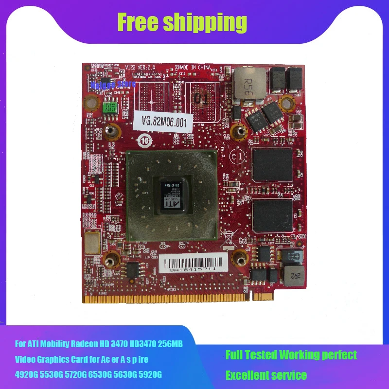 Оптовая продажа видеокарты HD3470 VG.82M06.002 VGA карта ATI DDR2 256 Мб MXMII бит для Acer бесплатная