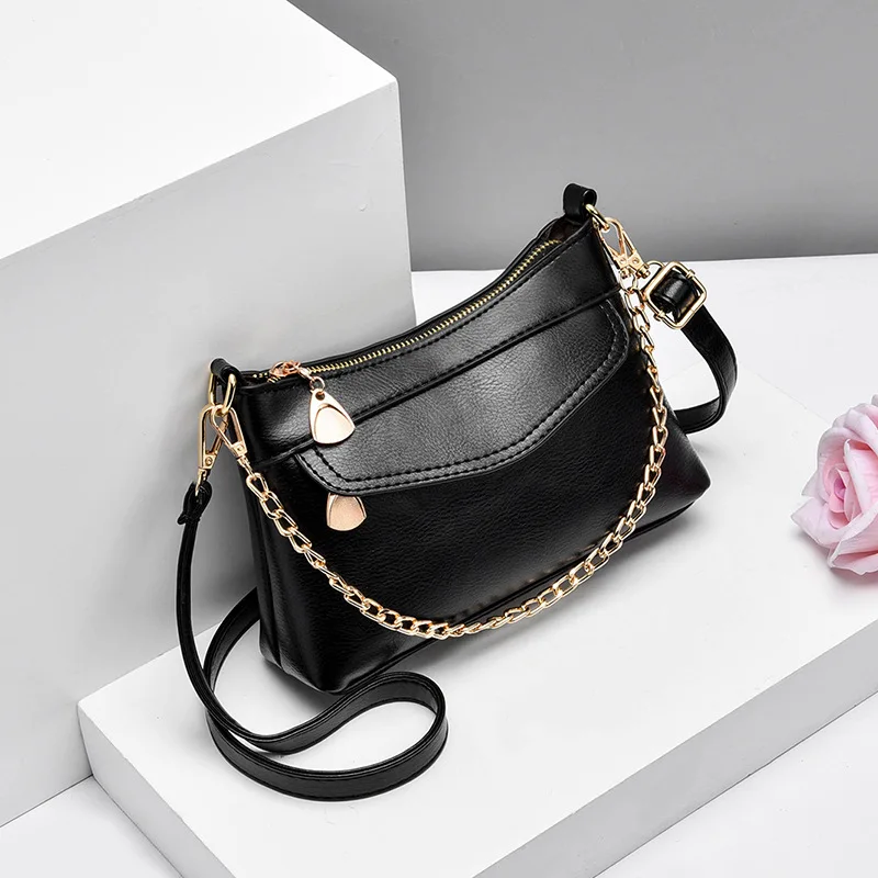 

2019 New Style Fashion Solid Color Simple Soft Surface Cross-body Bag Chain One-Shoulder Handbag Bag