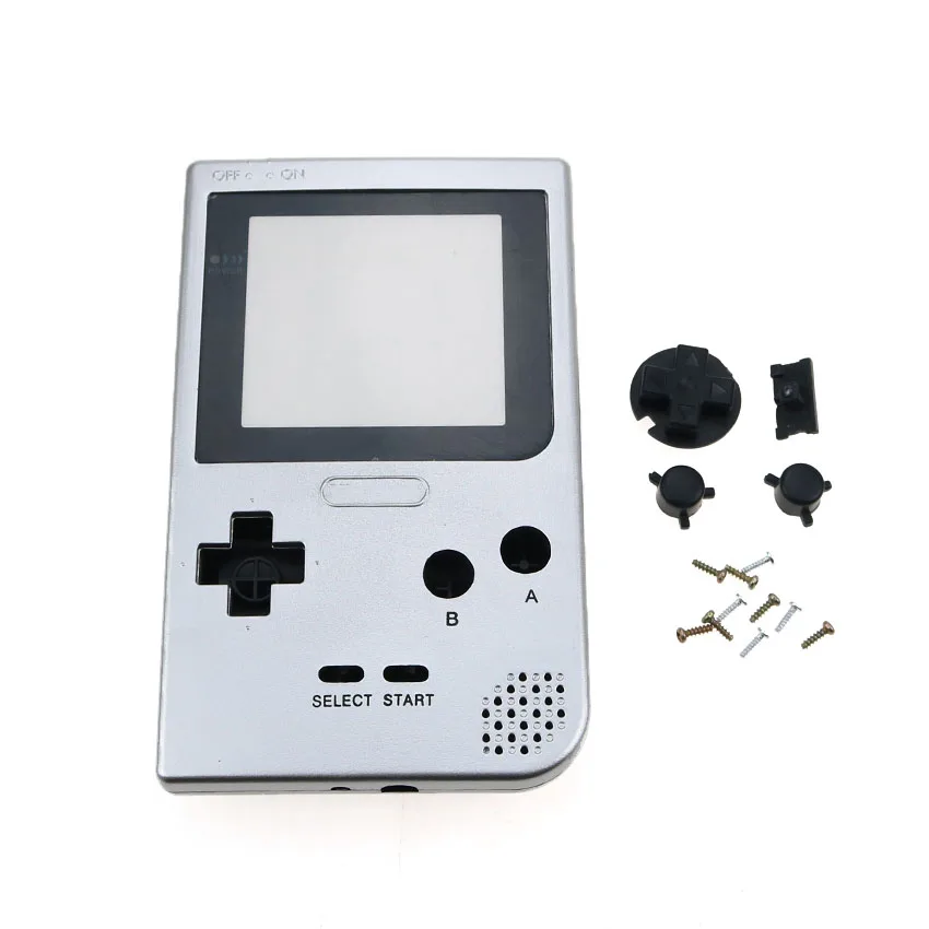 YuXi для карманной игровой консоли Gameboy корпус Корпус Замена для GBP прозрачный пластиковый чехол с кнопками и винтами - Цвет: silver case black