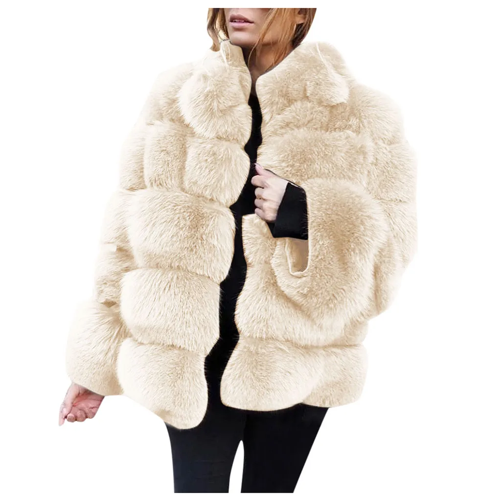 Новая женская зимняя куртка, пальто для женщин размера плюс, короткое пальто, теплый мех, искусственный мех, длинный рукав, верхняя одежда, толстая теплая меховая куртка, пальто#926 - Цвет: BG