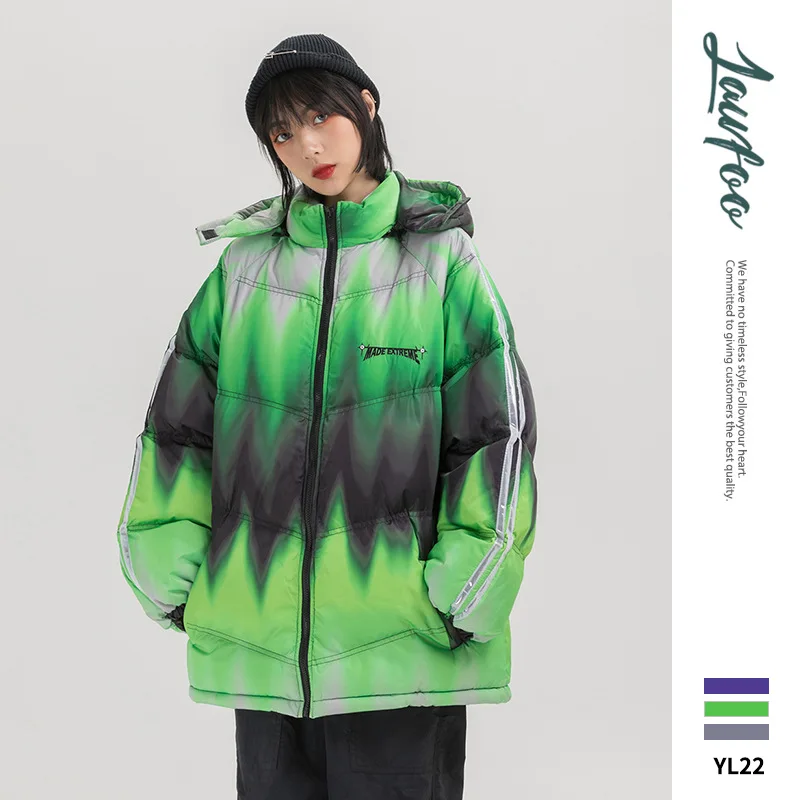 

Lawfoo Origional Popular Brand Men'S Wear High Street Tie-dye Color Men's Couple Matching Cotton Jacket Windproof Cotton-pa