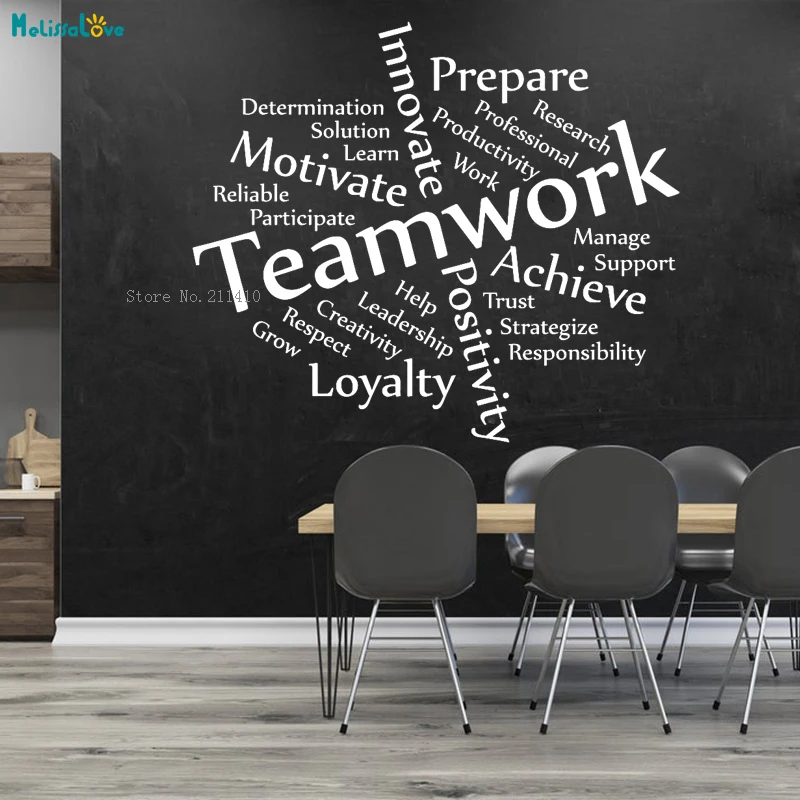 Teamwork Vinyl Wall Art Decals Workplace Word Cluster Cloud Business Office Warehouse Company Inspirational Decor Sticker YT2336 | Дом и сад