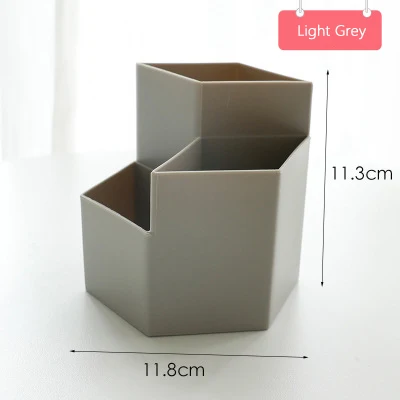 Офисная мультифункциональная коробка для хранения креативная трехслойная ручка держатель простая пластиковая настольная офисная коробка для хранения принадлежностей - Цвет: Light Grey