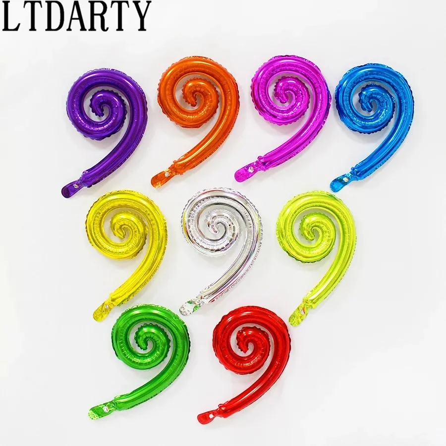 

50 pcs Colorful Spiral Wave Curve Foil Balloons Family Birthday Party Wedding Decoration Wall Stickers Inflatable Toys