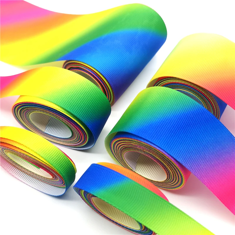 Gradient Rainbow Grosgrain Ribbon for Wedding Home Decor DIY Gift Wrapping Party Handmade Accessories 3 yards ribbon decoration,ribbon supplies,grosgrain ribbon,wrapping ribbon,sewing ribbon