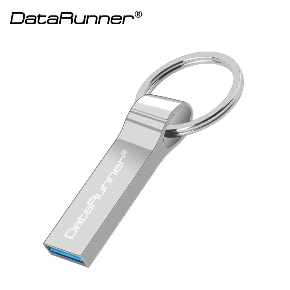 DataRunner брелок для ключей usb флеш-накопитель металлический накопитель 128 ГБ Водонепроницаемая ручка USB 3,0 16 ГБ 32 ГБ 64 ГБ высокоскоростной креативный флешка - Цвет: Серебристый