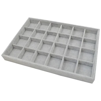 

Velvet Jewelry Display Organizer Tray Holder Storage Showcase 24 Compartment