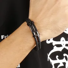 Рождественские подарки хип-хоп мужские Мальчики золото/серебро/черный браслет из натуральной кожи из нержавеющей стали браслет подарок 8,26''