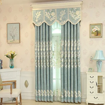 

European Style Curtains for Living Dining Room Bedroom Modern Chenille Embroidery Curtains Tulle Finished Product Customization