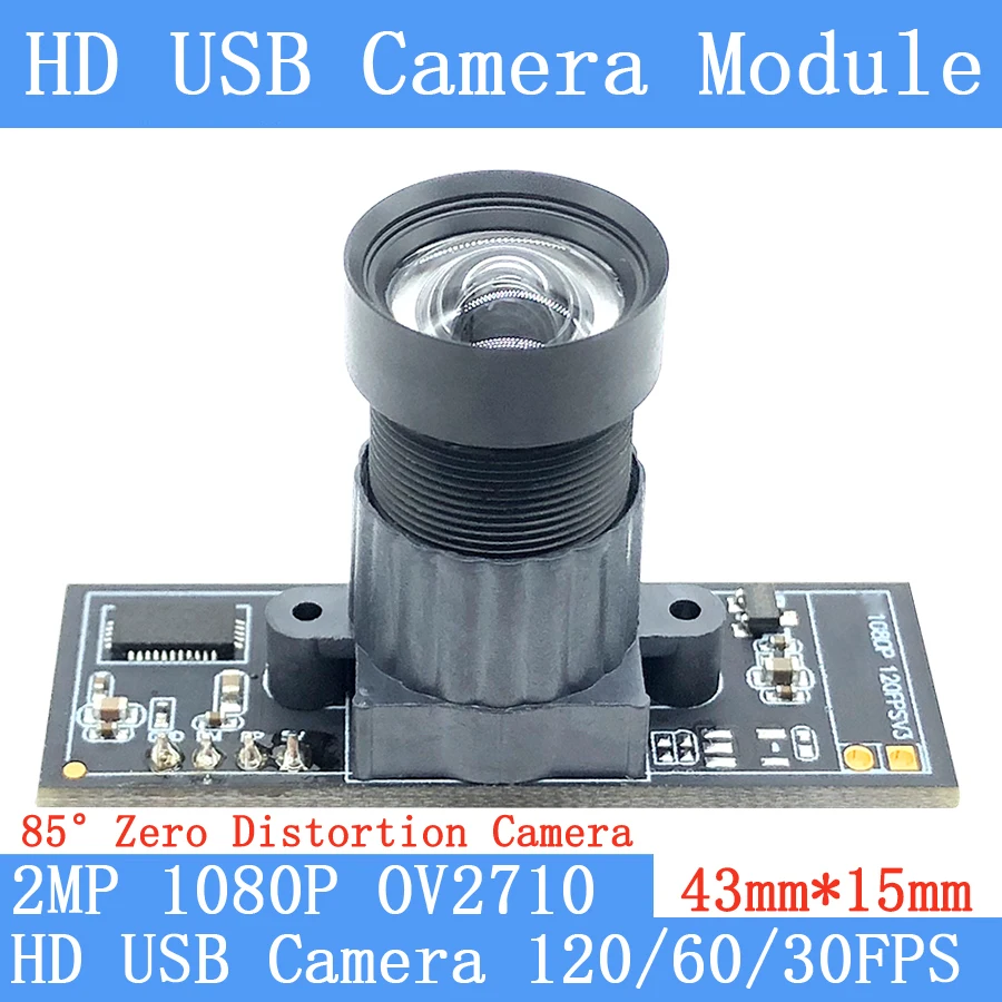 

Plug Play Mini Surveillance 85 Degrees 120fps High Speed Zero Distortion USB Camera Module OV2710 1080P HD Linux UVC Webcam